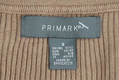 Primark Women Brown Collared Slim Jumper, Size S