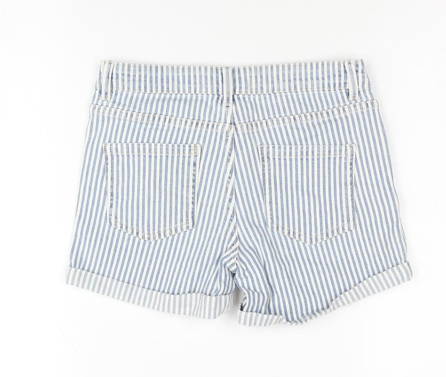 Cubus Girls Blue Striped Denim Shorts Age 12 Years Chino Style