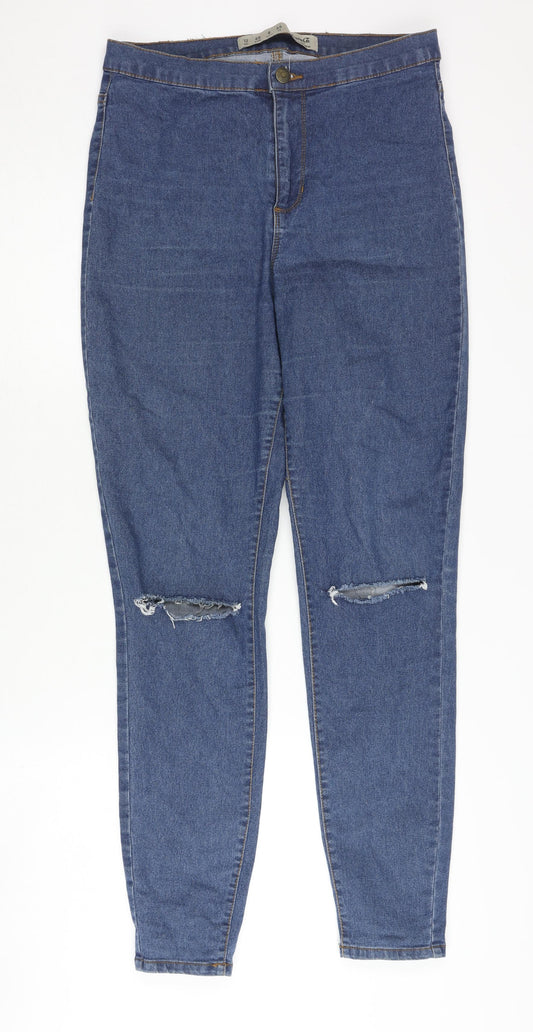 Denim Co. Women's Blue Skinny Distressed Jeans, Size 12