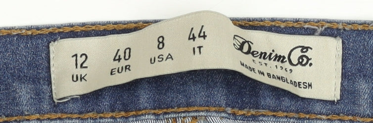 Denim Co. Women's Blue Skinny Distressed Jeans, Size 12