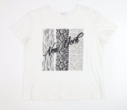 Womens UK Size 18 Papaya White Basic T-Shirt