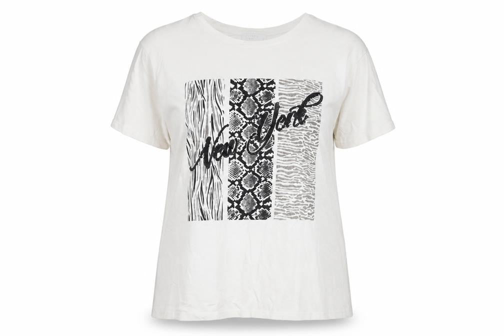 Front view of Papaya Women's White Animal Print T-Shirt, size 18