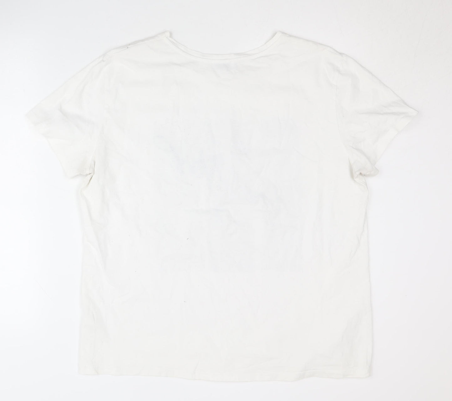 Womens UK Size 18 Papaya White Basic T-Shirt