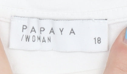 Womens UK Size 18 Papaya White Basic T-Shirt