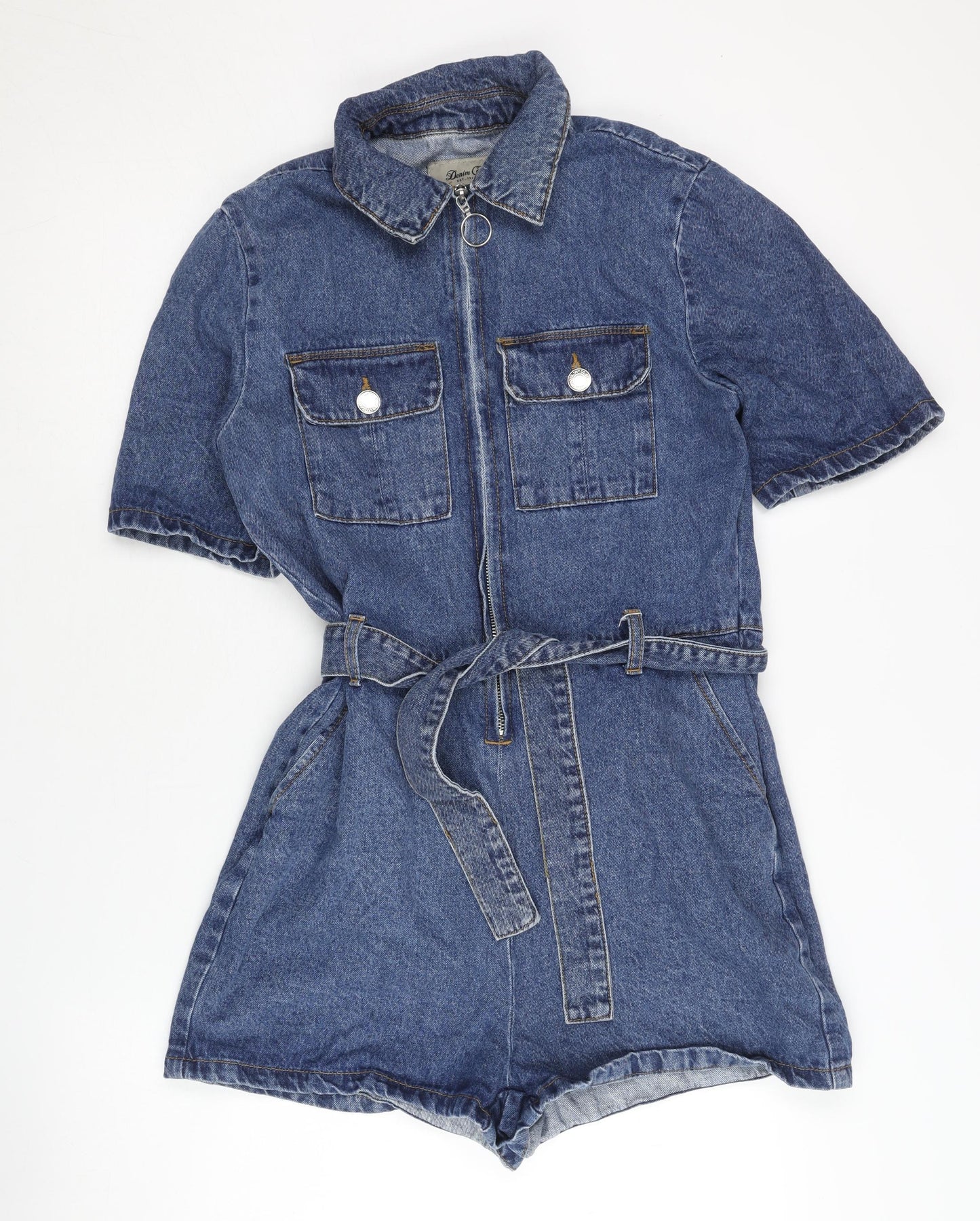 Denim Co. Women's Blue Denim Jumpsuit, Size 8, Casual