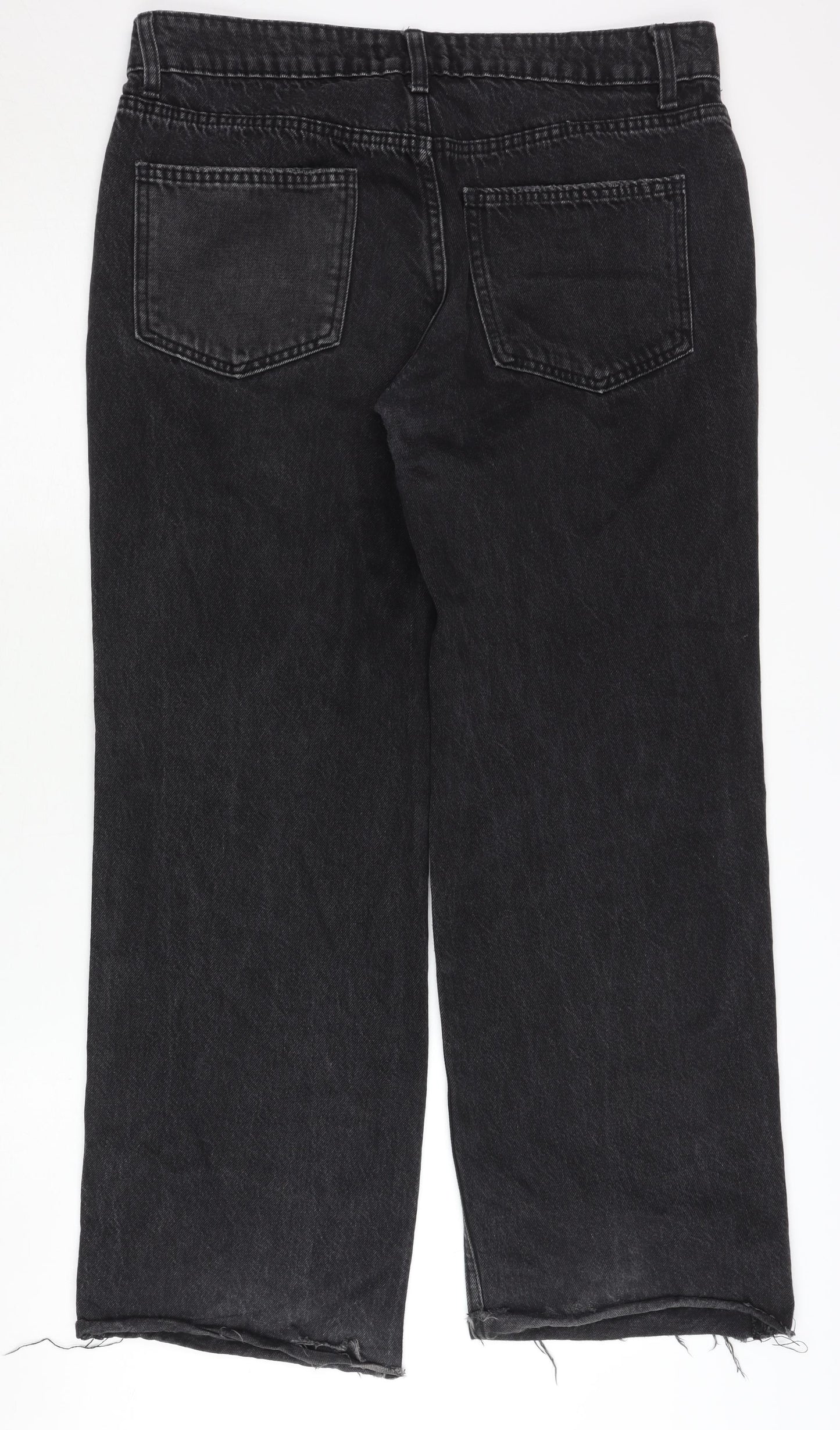 Denim Co Women's Black Wide-Leg Distressed Jeans Size 12