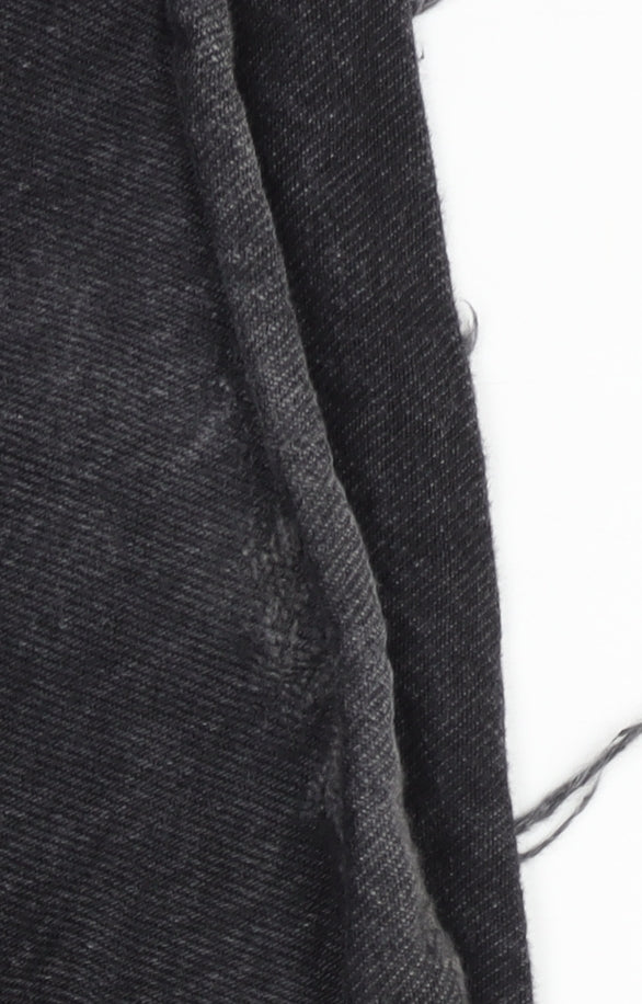 Denim Co Women's Black Wide-Leg Distressed Jeans Size 12