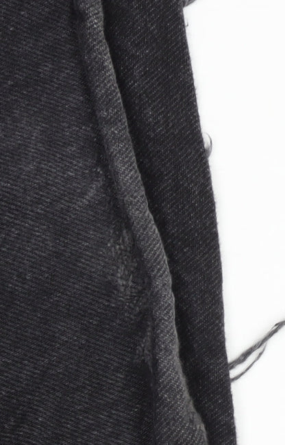 Denim Co Women's Black Wide-Leg Distressed Jeans Size 12