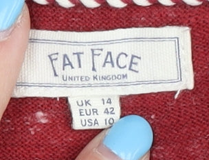 Womens UK Size 14 Fat Face Red Cardigan Jumper