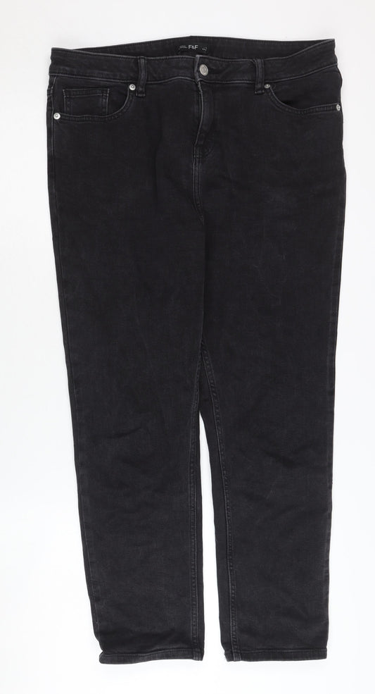 F&F Women's Black Straight Jeans Size 14