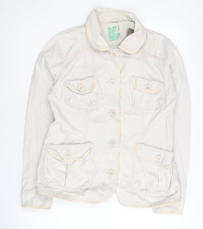 TU Women's Beige Jacket Size 12 Casual Button Pockets