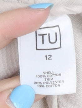 TU Women's Beige Jacket Size 12 Casual Button Pockets