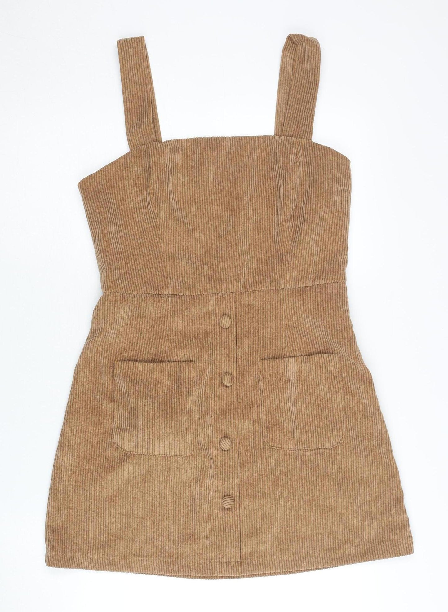 Primark Women's Brown Corduroy Pinafore Dress Size 10
