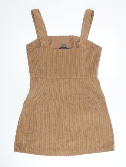 Primark Women's Brown Corduroy Pinafore Dress Size 10