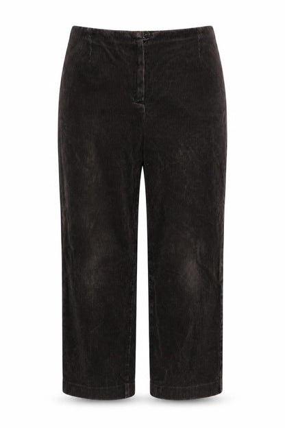 Women's Black Corduroy Cropped Trousers Size 14