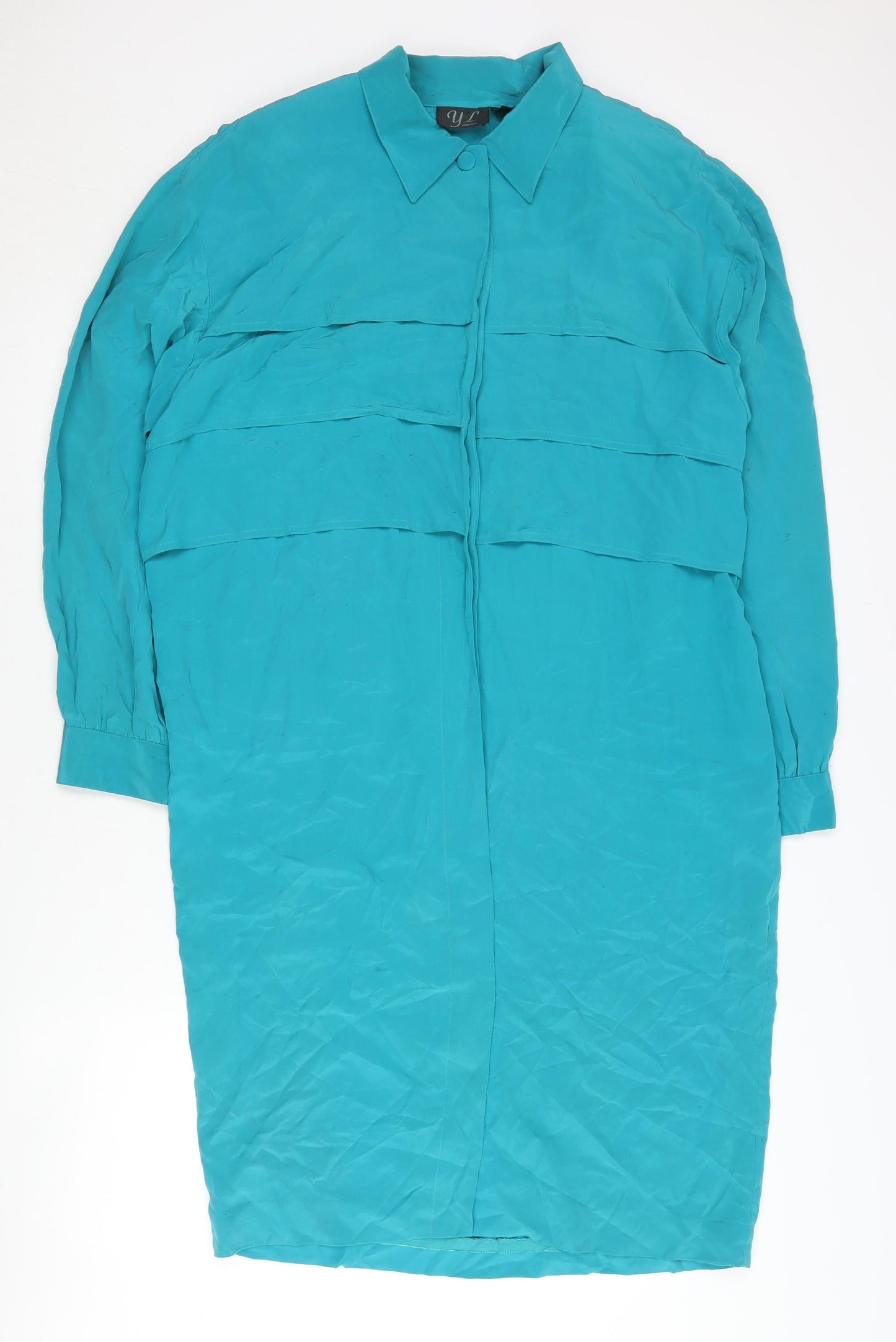 YL Dress Elegant Women's Blue Silk Dress - Size 12