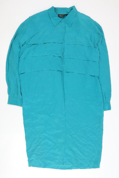YL Dress Elegant Women's Blue Silk Dress - Size 12