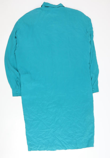 YL Dress Elegant Women's Blue Silk Dress - Size 12