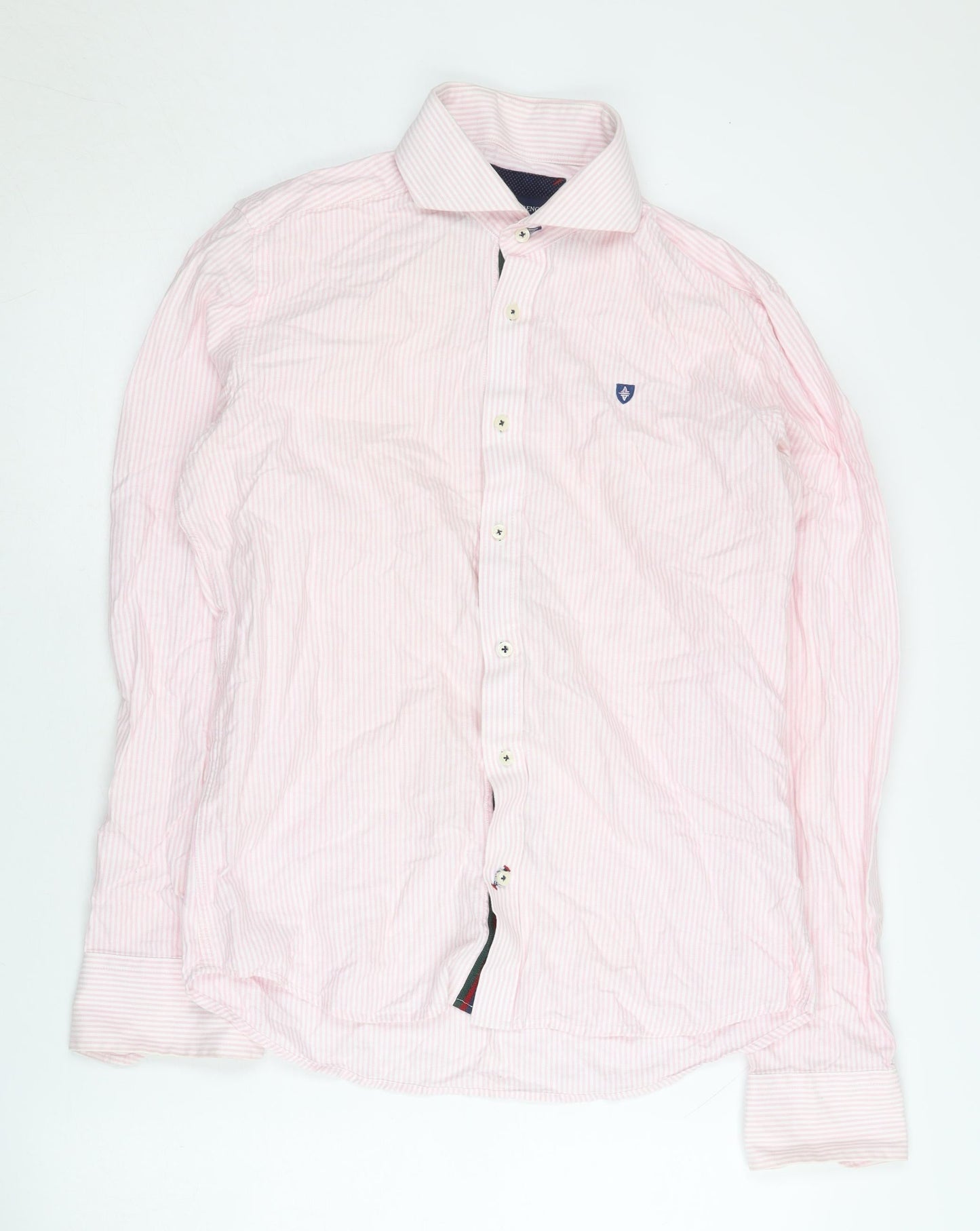 Alvaro Moreno Men's Pink Striped Slim Shirt Size 39