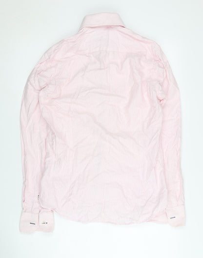 Alvaro Moreno Men's Pink Striped Slim Shirt Size 39