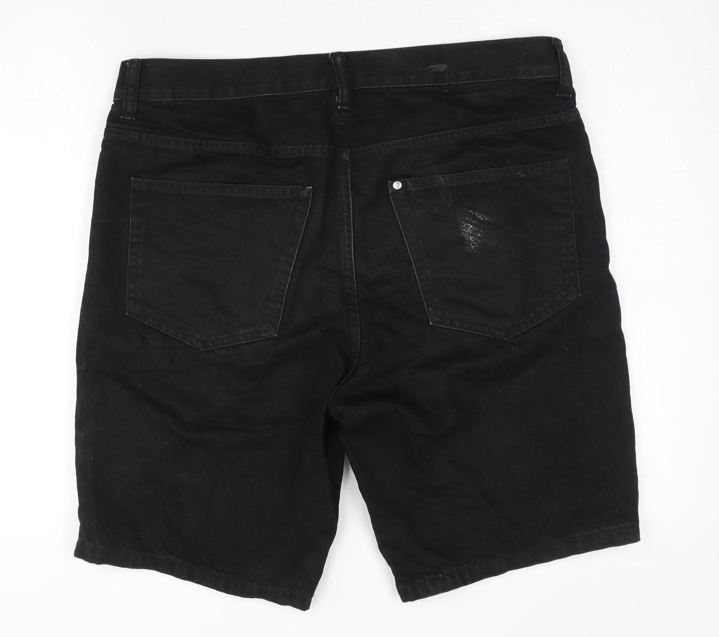 H&M Men's Black Denim Shorts, Size 34, Regular Fit