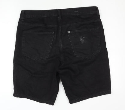 H&M Men's Black Denim Shorts, Size 34, Regular Fit