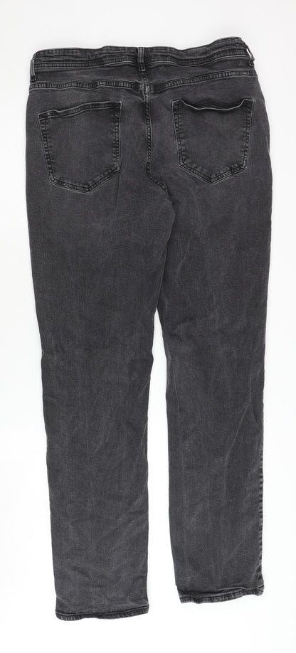 Men's Black Straight Jeans, Size 36 W 34 L, Dark Wash