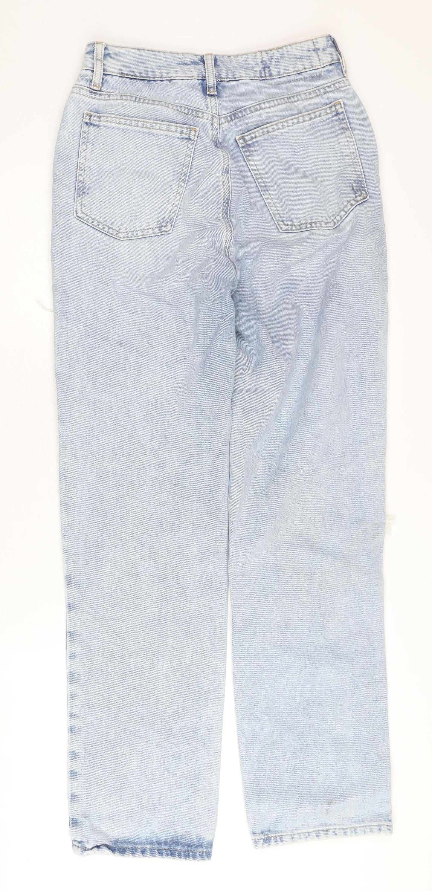 Primark Women's Blue Distressed Straight Jeans Size 6
