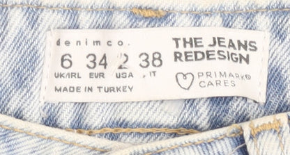 Primark Women's Blue Distressed Straight Jeans Size 6