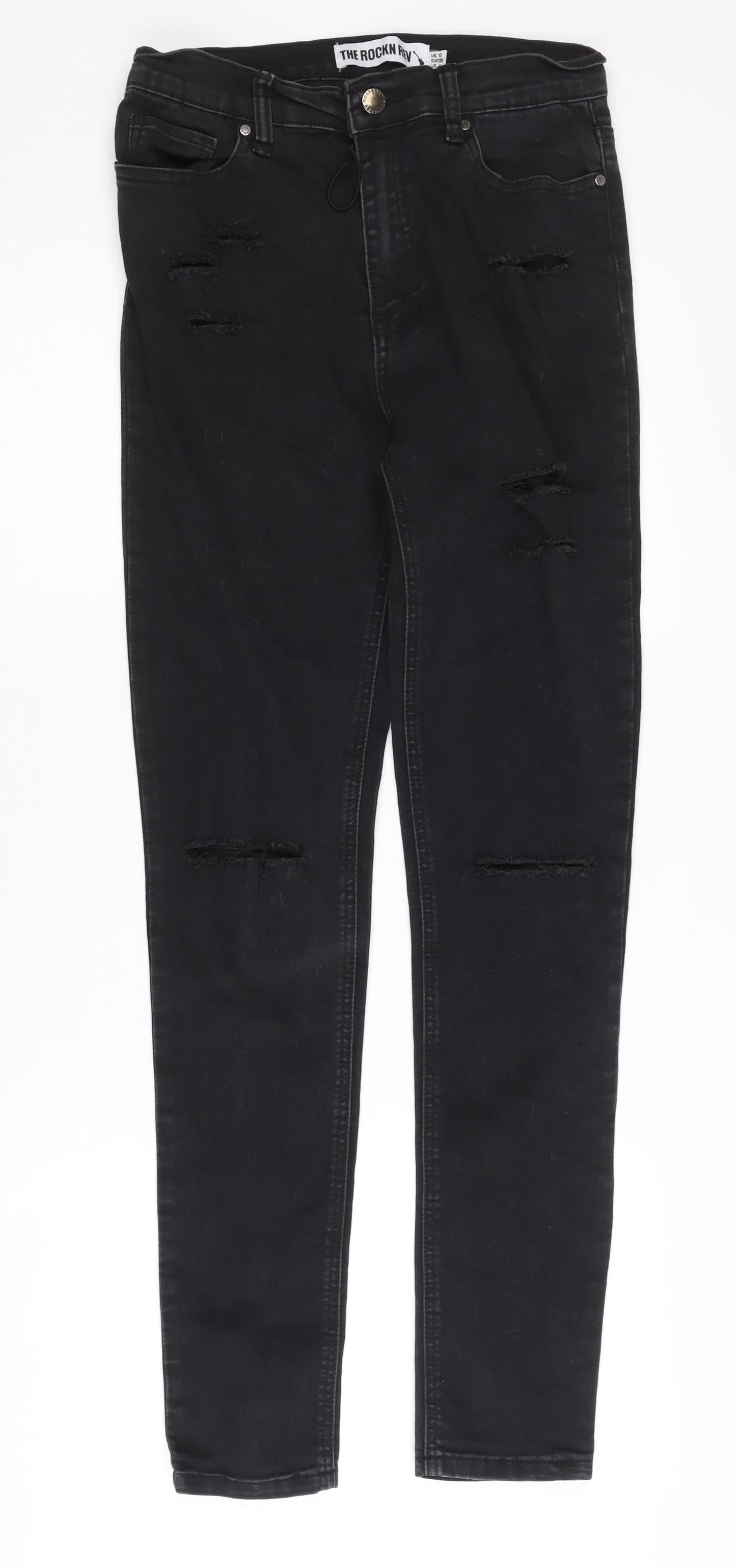 Womens UK Size 10 The Rockn Rev  Skinny Black Jeans