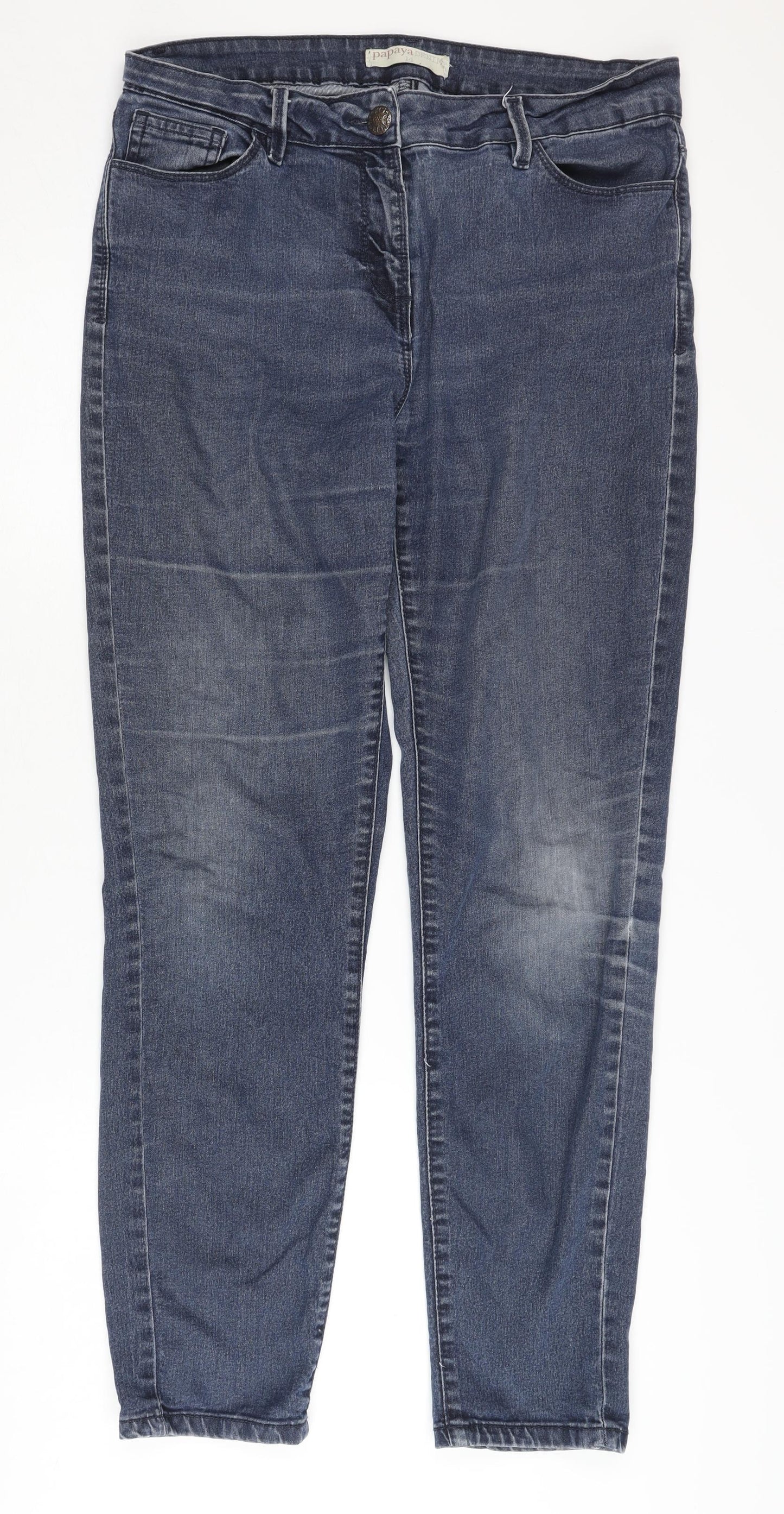 Womens UK Size 14 Papaya Regular Fit Straight Blue Jeans