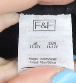 F&F Girls' Black Pinafore Dress, Size 11-12 Years