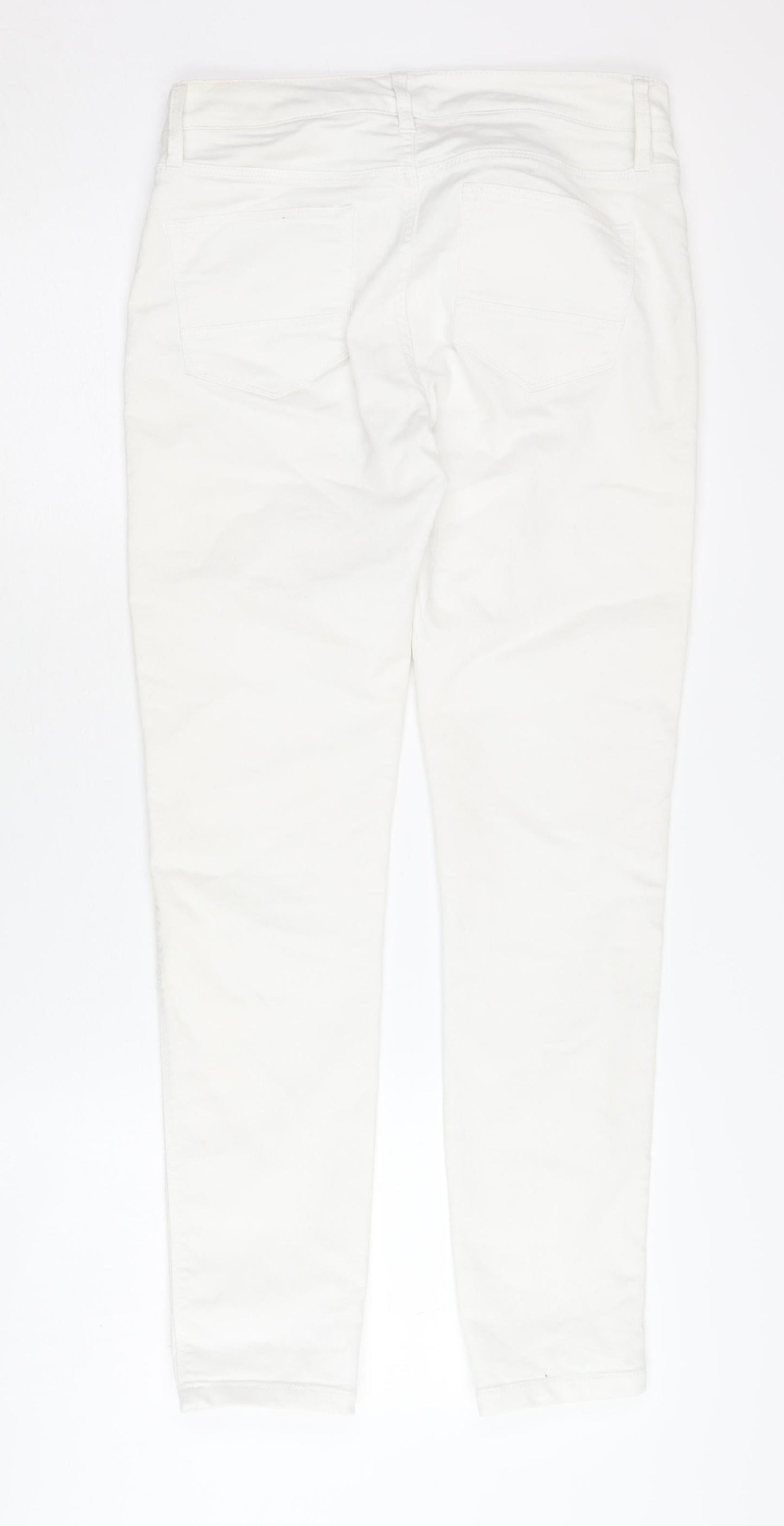 F&F Women's White Jeans Size 8 with Zip Accents