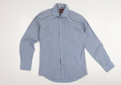 Elegant Men's Blue Striped Formal Dress Shirt L