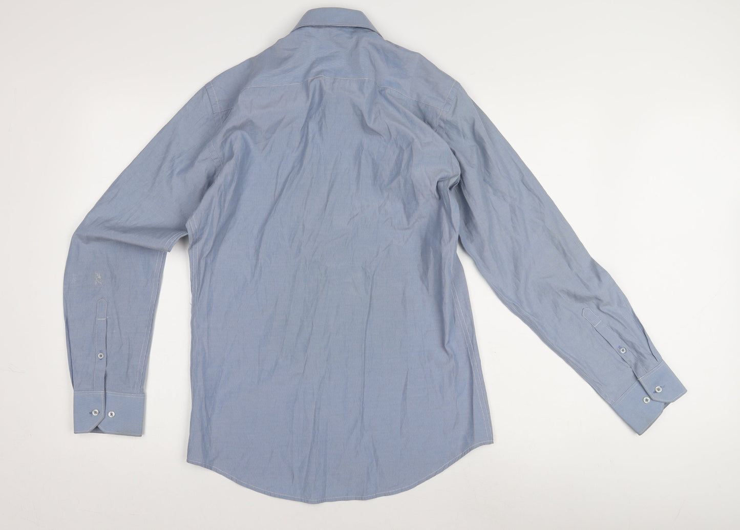Elegant Men's Blue Striped Formal Dress Shirt L