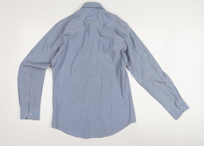 Elegant Men's Blue Striped Formal Dress Shirt L