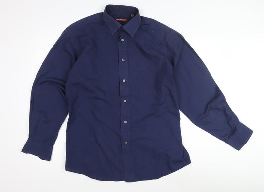 Van Heusen Men's Blue Dress Shirt - Long Sleeve, L