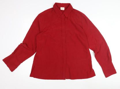 Womens UK Size 16 Country Casuals Red Basic Button-Up
