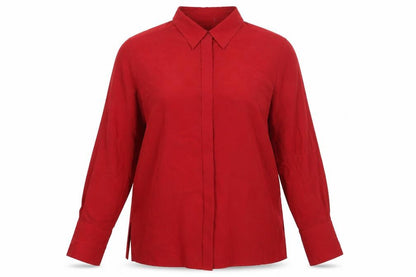 Womens UK Size 16 Country Casuals Red Basic Button-Up