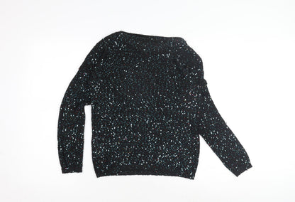Opfire Women's Black Sequin Pullover Jumper Size 10