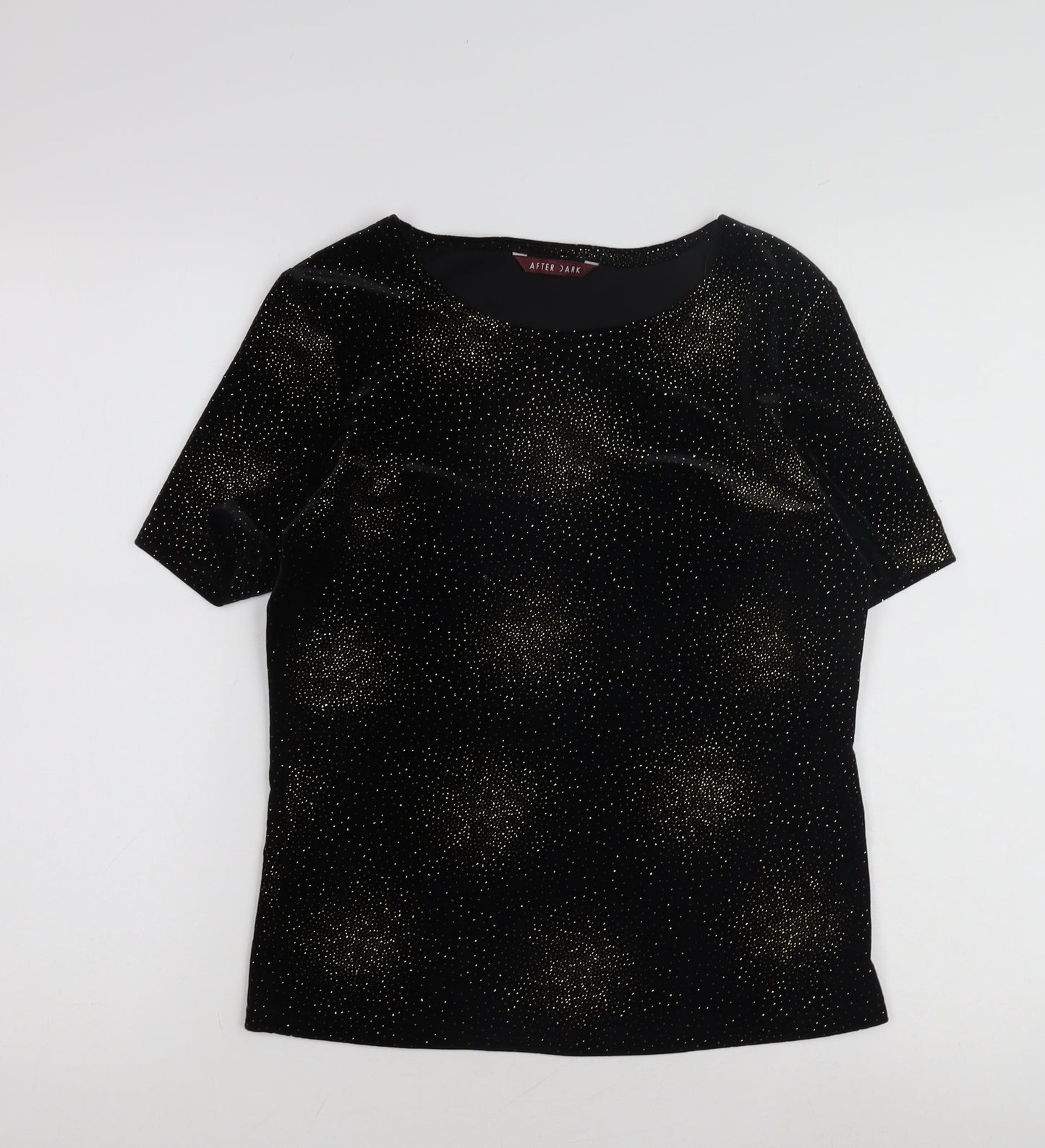 After Dark Women's Black Glitter T-Shirt Size 10