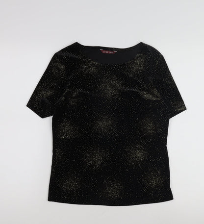 After Dark Women's Black Glitter T-Shirt Size 10
