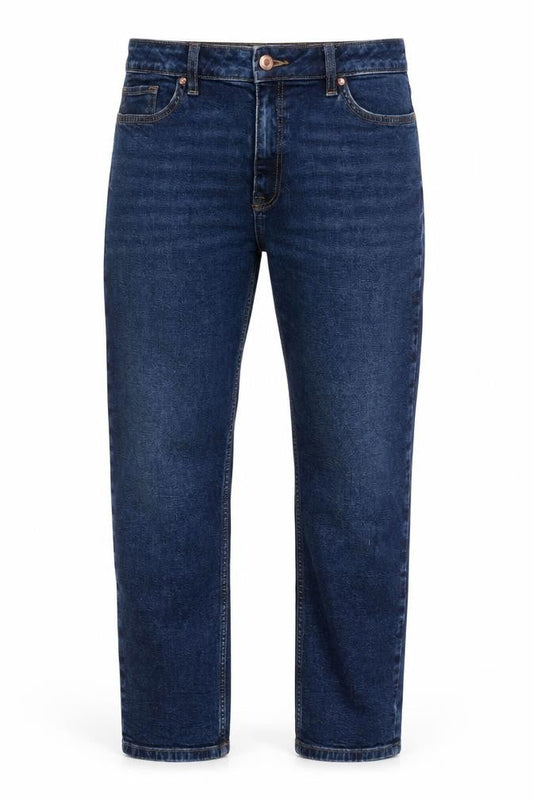 Front view of F&F women’s blue straight jeans, size UK 12, regular fit