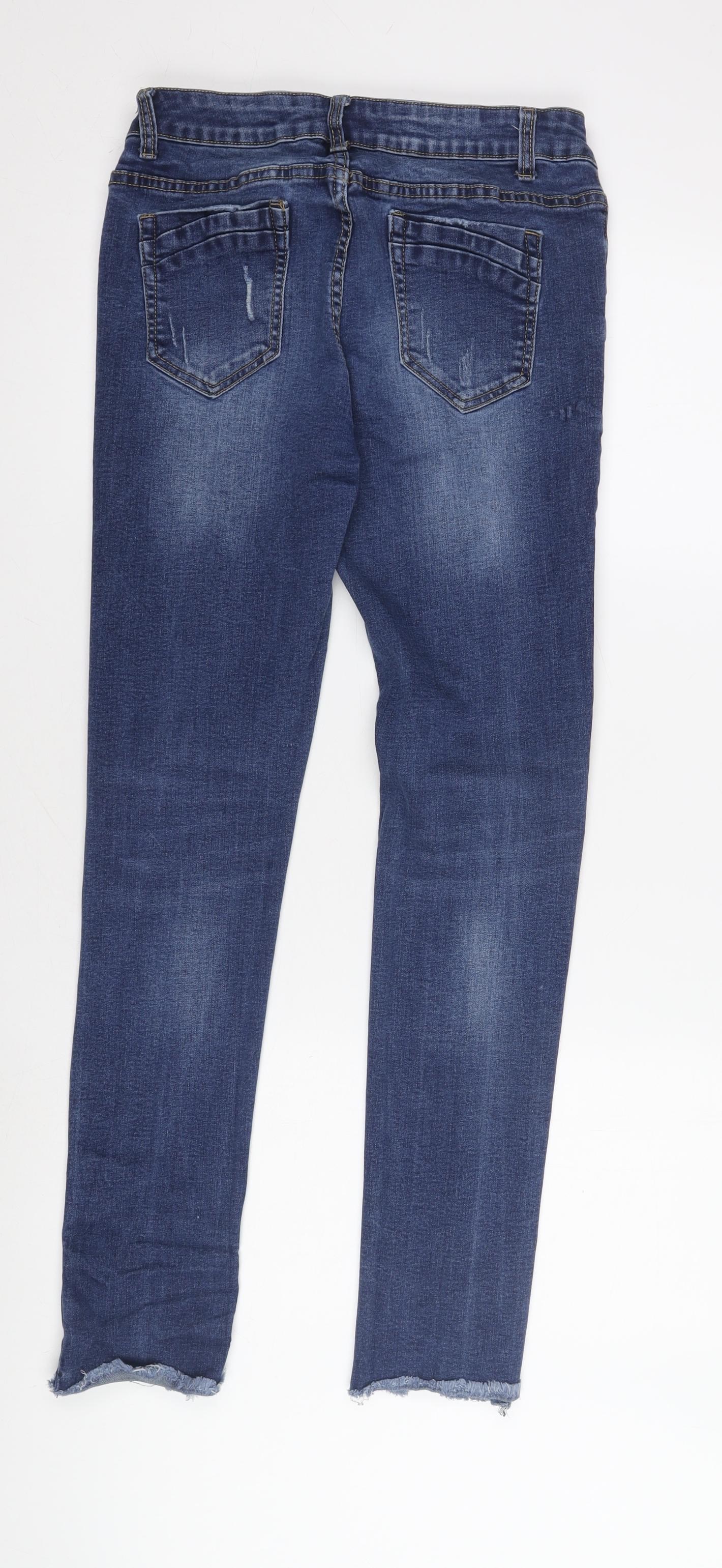 G&L Women's Blue Slim Fit Skinny Jeans, 2XL, Distressed