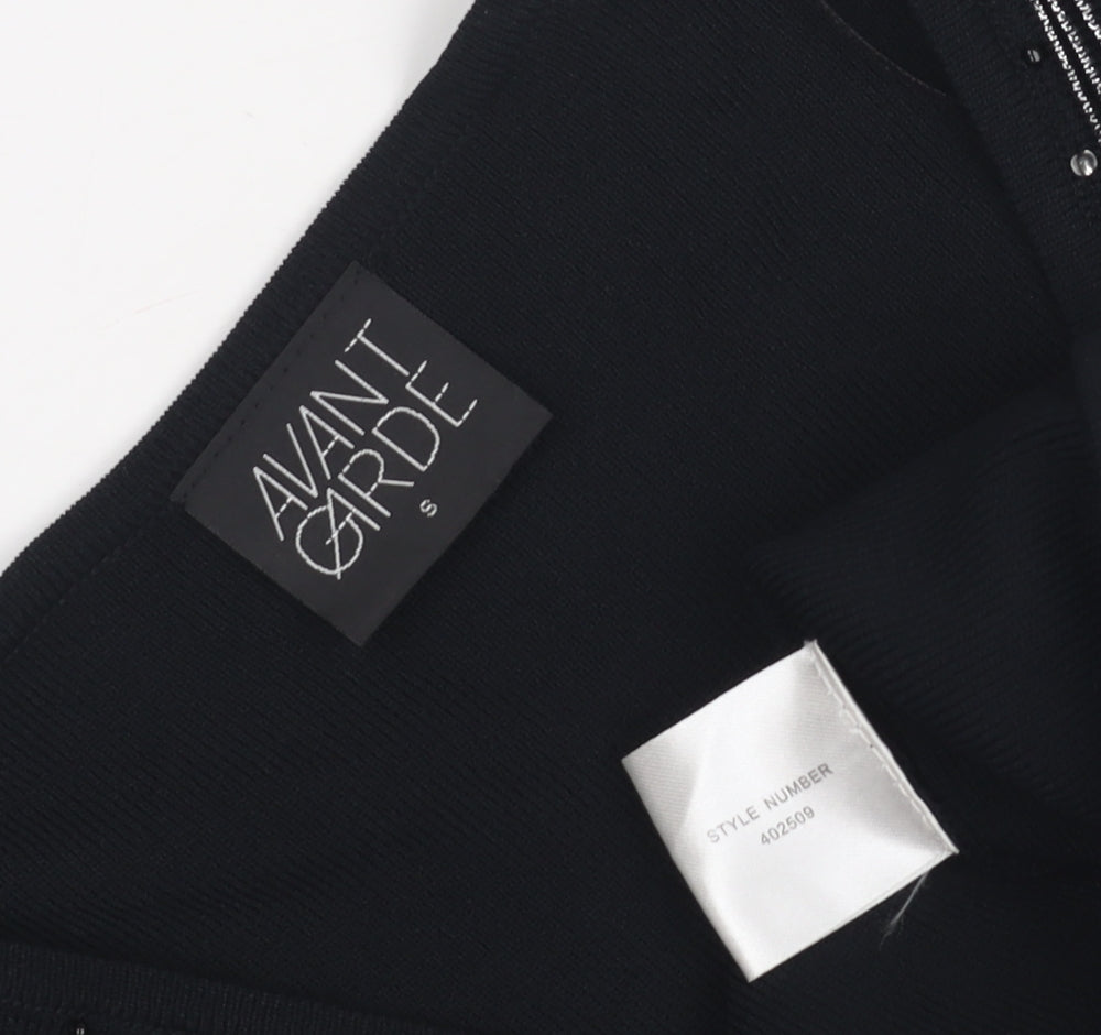 Avant Garde Women's Black V-Neck Beaded Jumper S