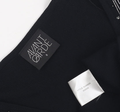 Avant Garde Women's Black V-Neck Beaded Jumper S