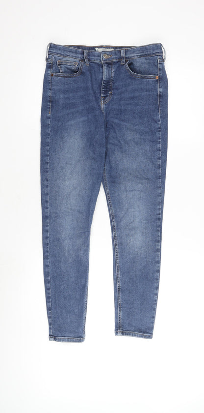 Topshop Women Blue Skinny Jeans Size 14 Stylish Fit