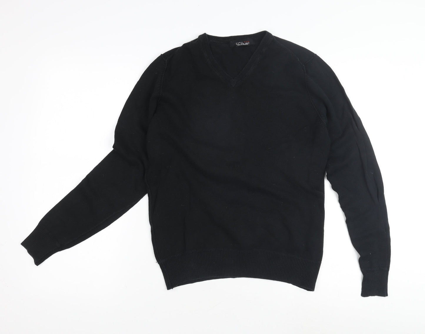 Zara Men’s Black V-Neck Pullover Jumper Size S