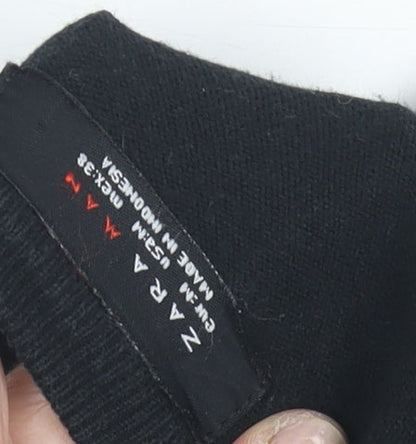 Zara Men’s Black V-Neck Pullover Jumper Size S