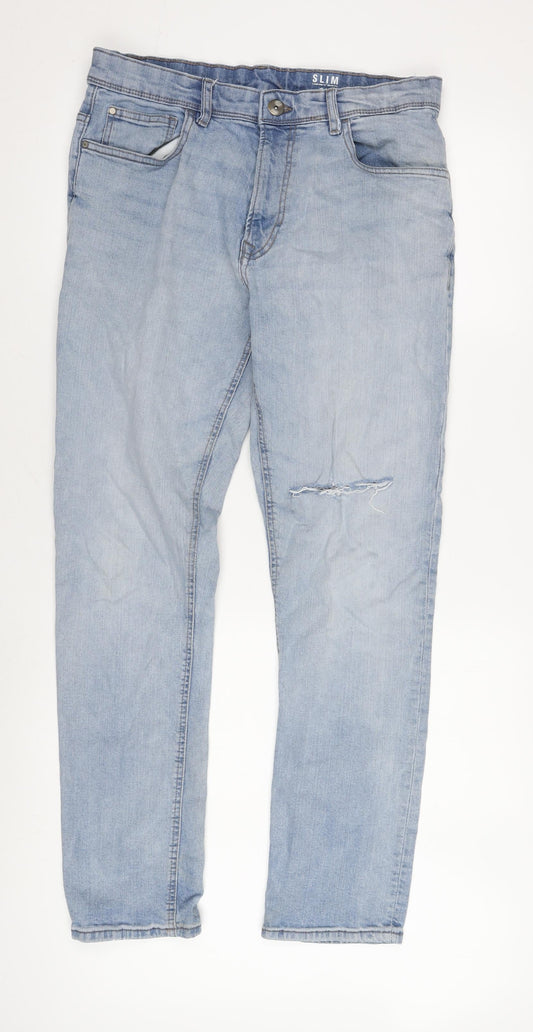 George Men's Blue Slim Jeans, Size 34